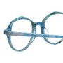 Close Up View of Eyebobs Flip 2607-59 Ladies Round Designer Reading Glasses Blue Green Marble 50mm