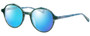 Profile View of Eyebobs Flip 2607-59 Designer Polarized Sunglasses with Custom Cut Blue Mirror Lenses in Blue Green Marble Ladies Round Full Rim Acetate 50 mm