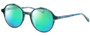 Profile View of Eyebobs Flip 2607-59 Designer Polarized Reading Sunglasses with Custom Cut Powered Green Mirror Lenses in Blue Green Marble Ladies Round Full Rim Acetate 50 mm