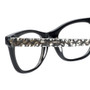 Close Up View of Eyebobs Florence 2746-00 Designer Reading Eye Glasses with Custom Cut Powered Lenses in Black Crystal Ladies Cateye Full Rim Acetate 47 mm