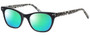 Profile View of Eyebobs Florence 2746-00 Designer Polarized Reading Sunglasses with Custom Cut Powered Green Mirror Lenses in Black Crystal Ladies Cateye Full Rim Acetate 47 mm