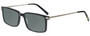 Profile View of Eyebobs Gus 3155-00 Designer Polarized Reading Sunglasses with Custom Cut Powered Smoke Grey Lenses in Black Silver Mens Rectangle Full Rim Acetate 57 mm