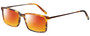 Profile View of Eyebobs Gus 3155-19 Designer Polarized Sunglasses with Custom Cut Red Mirror Lenses in Matte Tortoise Havana Brown Gold Mens Rectangle Full Rim Acetate 57 mm