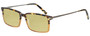 Profile View of Eyebobs Gus 3155-77 Designer Polarized Reading Sunglasses with Custom Cut Powered Sun Flower Yellow Lenses in Tortoise Amber Fade Gunmetal Mens Rectangle Full Rim Acetate 57 mm
