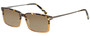Profile View of Eyebobs Gus 3155-77 Designer Polarized Reading Sunglasses with Custom Cut Powered Amber Brown Lenses in Tortoise Amber Fade Gunmetal Mens Rectangle Full Rim Acetate 57 mm