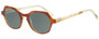 Profile View of Eyebobs Heda Letus 2744-06 Designer Polarized Reading Sunglasses with Custom Cut Powered Smoke Grey Lenses in Tortoise Marble White Horn Unisex Round Full Rim Acetate 47 mm