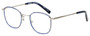 Profile View of Eyebobs Inside 3174-10 Designer Reading Eye Glasses with Custom Cut Powered Lenses in Blue Silver Unisex Square Full Rim Metal 48 mm