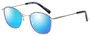 Profile View of Eyebobs Inside 3174-10 Designer Polarized Sunglasses with Custom Cut Blue Mirror Lenses in Blue Silver Unisex Square Full Rim Metal 48 mm