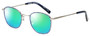 Profile View of Eyebobs Inside 3174-10 Designer Polarized Reading Sunglasses with Custom Cut Powered Green Mirror Lenses in Blue Silver Unisex Square Full Rim Metal 48 mm