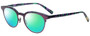 Profile View of Eyebobs Low Hanging Fruit 3159-52 Designer Polarized Reading Sunglasses with Custom Cut Powered Green Mirror Lenses in Purple Green Marble Swirl Ladies Round Full Rim Acetate 50 mm