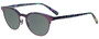 Profile View of Eyebobs Low Hanging Fruit 3159-52 Designer Polarized Reading Sunglasses with Custom Cut Powered Smoke Grey Lenses in Purple Green Marble Swirl Ladies Round Full Rim Acetate 50 mm