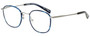 Profile View of Eyebobs Outside 3172-10 Designer Reading Eye Glasses with Custom Cut Powered Lenses in Blue Silver Unisex Round Full Rim Metal 47 mm