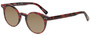 Profile View of Eyebobs Reva 2747-01 Designer Polarized Sunglasses with Custom Cut Amber Brown Lenses in Red Black Marble Swirl Unisex Cateye Full Rim Acetate 45 mm