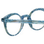 Close Up View of Eyebobs Reva 2747-10 Designer Reading Eye Glasses with Custom Cut Powered Lenses in Green Blue Marble Unisex Cateye Full Rim Acetate 45 mm