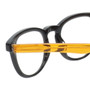 Close Up View of Eyebobs Take A Stand 2600-77 Designer Single Vision Prescription Rx Eyeglasses in Black Orange Crystal Unisex Classic Full Rim Acetate 47 mm