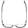 Top View of Eyebobs Irregular Curves Designer Reading Eye Glasses with Custom Left and Right Powered Lenses in Gloss Black Ladies Square Full Rim Metal 51 mm