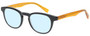 Profile View of Eyebobs Take A Stand 2600-77 Designer Progressive Lens Blue Light Blocking Eyeglasses in Black Orange Crystal Unisex Classic Full Rim Acetate 47 mm