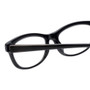 Close Up View of Eyebobs Stew Zoo 2898-00 Designer Reading Eye Glasses with Custom Cut Powered Lenses in Black Snake Skin Ladies Cateye Full Rim Acetate 52 mm