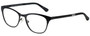 Profile View of Eyebobs Irregular Curves Designer Single Vision Prescription Rx Eyeglasses in Gloss Black Ladies Square Full Rim Metal 51 mm