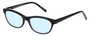 Profile View of Eyebobs Stew Zoo 2898-00 Designer Blue Light Blocking Eyeglasses in Black Snake Skin Ladies Cateye Full Rim Acetate 52 mm