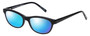 Profile View of Eyebobs Stew Zoo 2898-00 Designer Polarized Sunglasses with Custom Cut Blue Mirror Lenses in Black Snake Skin Ladies Cateye Full Rim Acetate 52 mm