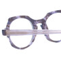 Close Up View of Eyebobs Heda Letus Designer Progressive Lens Prescription Rx Eyeglasses in Blue Pearl Silver Grey Marble Unisex Round Full Rim Acetate 47 mm