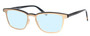 Profile View of Eyebobs Win Win Designer Blue Light Blocking Eyeglasses in Gold Black Unisex Classic Full Rim Metal 51 mm