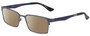 Profile View of Eyebobs Protractor Designer Polarized Sunglasses with Custom Cut Amber Brown Lenses in Gun Metal Black Matte Navy Blue Unisex Square Full Rim Metal 54 mm