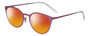Profile View of Eyebobs Jim Dandy Designer Polarized Sunglasses with Custom Cut Red Mirror Lenses in Satin Fuchsia Pink Purple Unisex Round Full Rim Metal 50 mm
