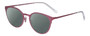 Profile View of Eyebobs Jim Dandy Designer Polarized Reading Sunglasses with Custom Cut Powered Smoke Grey Lenses in Satin Fuchsia Pink Purple Unisex Round Full Rim Metal 50 mm