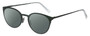 Profile View of Eyebobs Jim Dandy Designer Polarized Sunglasses with Custom Cut Smoke Grey Lenses in Satin Forest Green Crystal Unisex Round Full Rim Metal 50 mm