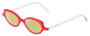 Profile View of Eyebobs Peep Show Designer Polarized Reading Sunglasses with Custom Cut Powered Sun Flower Yellow Lenses in Red Crystal White Marble Ladies Cateye Full Rim Acetate 46 mm