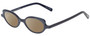 Profile View of Eyebobs Peep Show Designer Polarized Sunglasses with Custom Cut Amber Brown Lenses in Deep Purple Blue Marble Ladies Cateye Full Rim Acetate 46 mm