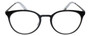 Front View of Eyebobs Jim Dandy Designer Reading Eye Glasses with Prescription Progressive Rx Lenses in Satin Black Crystal Unisex Round Full Rim Metal 50 mm