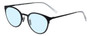 Profile View of Eyebobs Jim Dandy Designer Blue Light Blocking Eyeglasses in Satin Black Crystal Unisex Round Full Rim Metal 50 mm