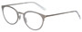 Profile View of Eyebobs Jim Dandy Designer Single Vision Prescription Rx Eyeglasses in Satin Silver Crystal Unisex Round Full Rim Metal 50 mm