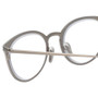 Close Up View of Eyebobs Jim Dandy Designer Reading Eye Glasses with Prescription Bi-Focal Rx Lenses in Satin Silver Crystal Unisex Round Full Rim Metal 50 mm