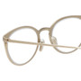 Close Up View of Eyebobs Jim Dandy Designer Reading Eye Glasses with Single Vision Prescription Rx Lenses in Satin Gold Crystal Unisex Round Full Rim Metal 50 mm