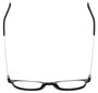 Top View of Eyebobs Kibitzer Designer Reading Eye Glasses with Custom Left and Right Powered Lenses in Gloss Black Silver Unisex Round Full Rim Metal 48 mm