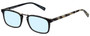Profile View of Eyebobs Mensch Designer Blue Light Blocking Eyeglasses in Matte Black Marble Tortoise Havana Grey Unisex Square Full Rim Acetate 52 mm