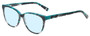 Profile View of Eyebobs Myrna Designer Blue Light Blocking Eyeglasses in Black Turquoise Blue Marble Tortoise Havana Grey Ladies Cateye Full Rim Acetate 54 mm