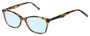 Profile View of Eyebobs Not Tonight Designer Progressive Lens Blue Light Blocking Eyeglasses in Light Tortoise Havana Brown Gold Crystal Ladies Cateye Full Rim Acetate 51 mm