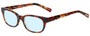 Profile View of Eyebobs Over Served Designer Blue Light Blocking Eyeglasses in Dark Tortoise Havana Brown Gold Crystal Unisex Round Full Rim Acetate 51 mm