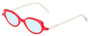 Profile View of Eyebobs Peep Show Designer Blue Light Blocking Eyeglasses in Red Crystal White Marble Ladies Cateye Full Rim Acetate 46 mm