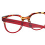 Close Up View of Eyebobs Phone It In Designer Reading Eye Glasses with Single Vision Prescription Rx Lenses in Crystal Red Gold Marble Tortoise Unisex Round Full Rim Acetate 49 mm