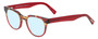 Profile View of Eyebobs Phone It In Designer Blue Light Blocking Eyeglasses in Crystal Red Gold Marble Tortoise Unisex Round Full Rim Acetate 49 mm