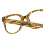 Close Up View of Eyebobs Phone It In Round Reading Glasses Stripe Gold Brown Marble Tortoise 49mm