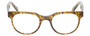 Front View of Eyebobs Phone It In Designer Reading Eye Glasses with Custom Left and Right Powered Lenses in Striped Gold Brown Marble Tortoise Unisex Round Full Rim Acetate 49 mm