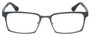 Front View of Eyebobs Protractor Designer Reading Glasses Gun Metal Black Matte Navy Blue 54mm