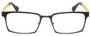 Front View of Eyebobs Protractor Designer Reading Glasses Gun Metal Black Mustard Yellow 54 mm